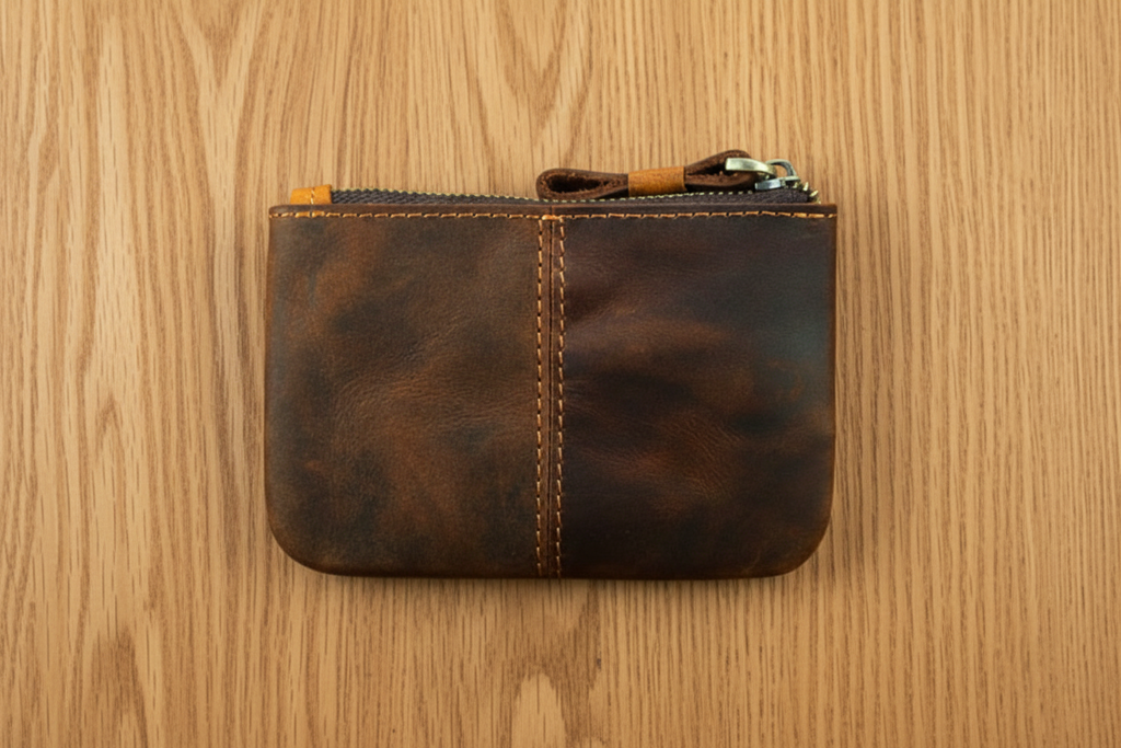 The Cael | Handmade Leather Coin Purse with Zipper