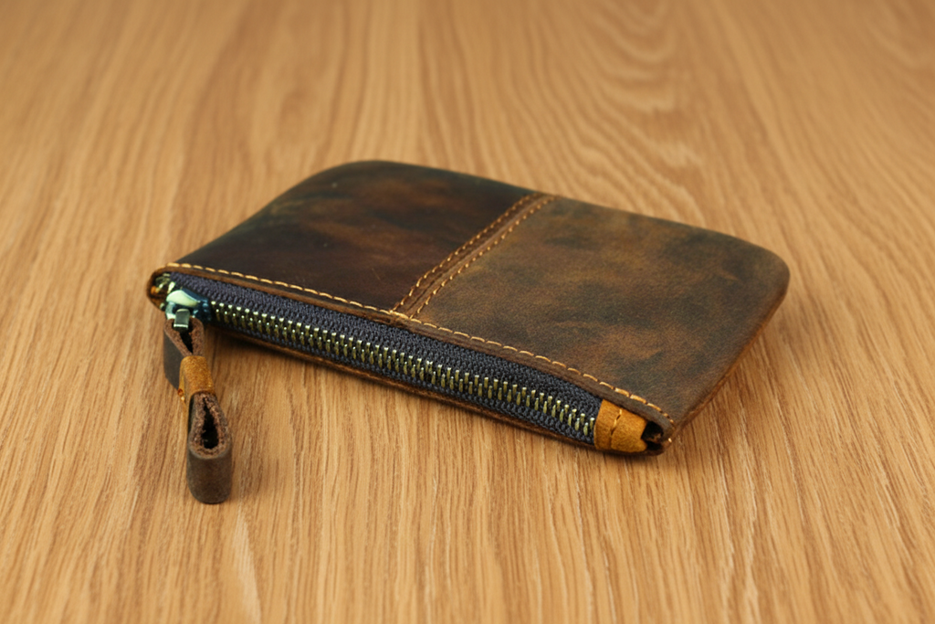 The Cael | Handmade Leather Coin Purse with Zipper
