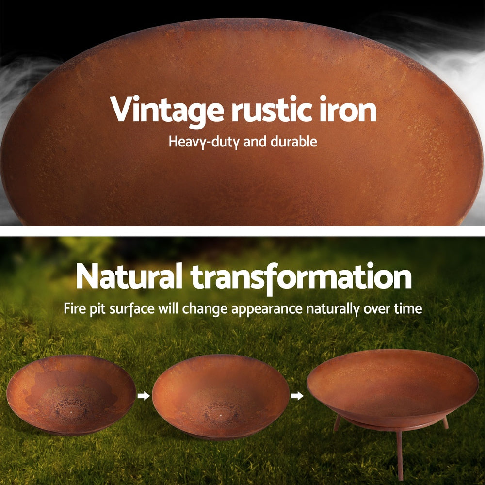 Grillz Fire Pit Iron Rustic Feuerschale 56cm