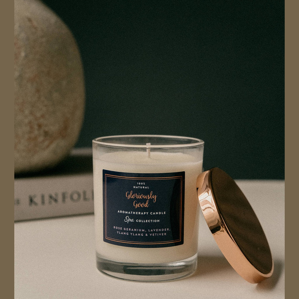 Rose Geranium, Lavender, Ylang Ylang & Vetiver Aromatherapy Naturally Scented Candle