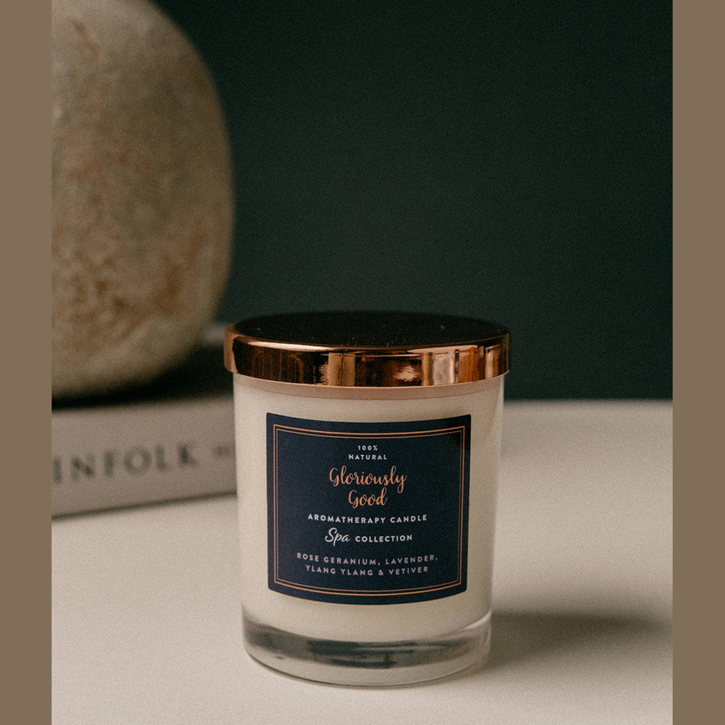 Rose Geranium, Lavender, Ylang Ylang & Vetiver Aromatherapy Naturally Scented Candle