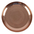 Decorative copper tray with intricate patterns on a white background