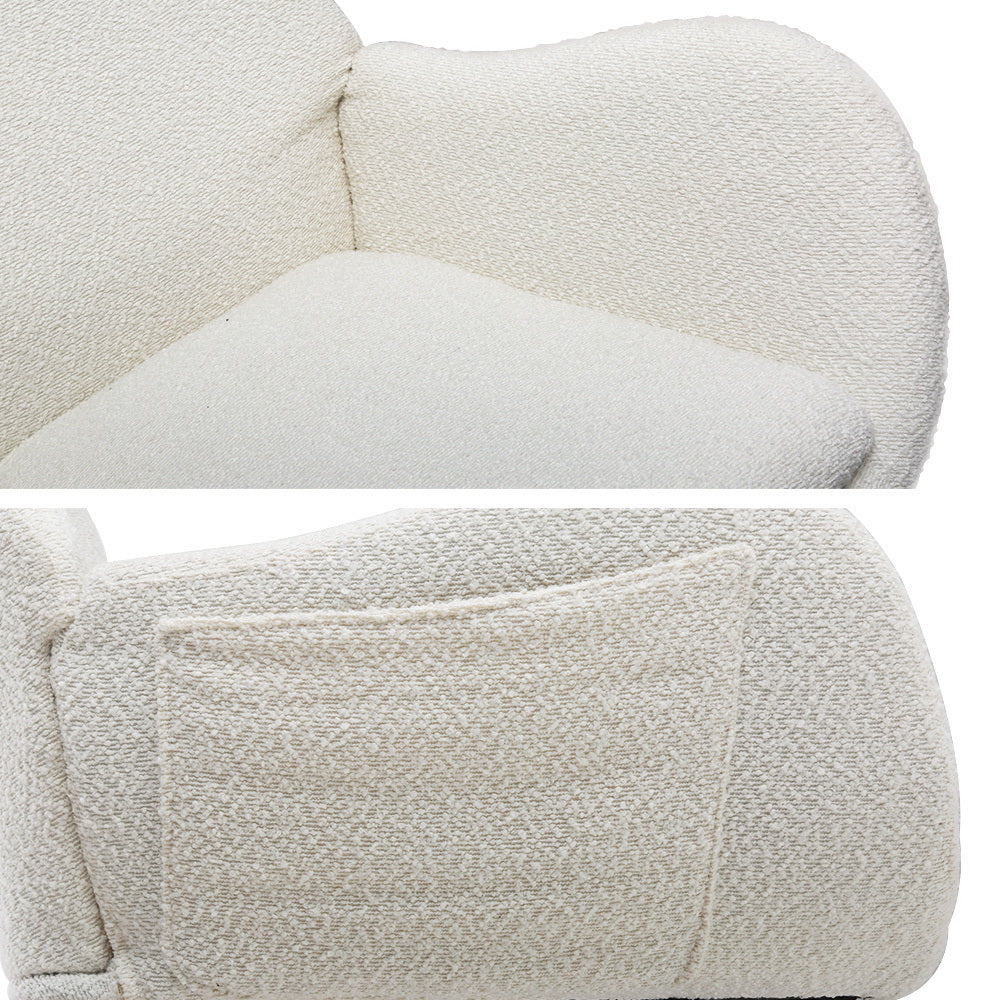 Alpine Boucle Rocking Chair with Headrest Pillow – White