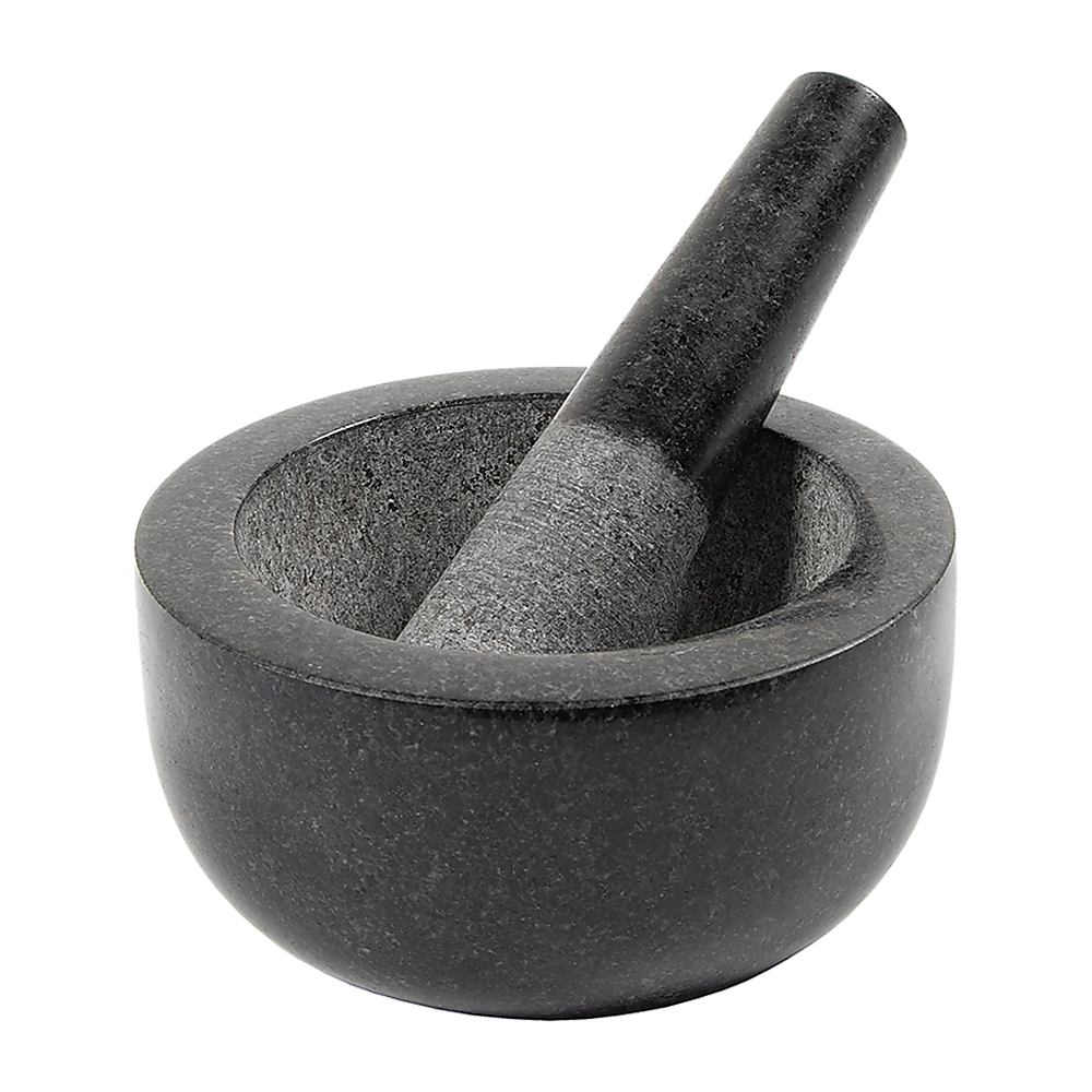 Black stone mortar and pestle, minimalist design, premium Alpine-Nordic kitchenware