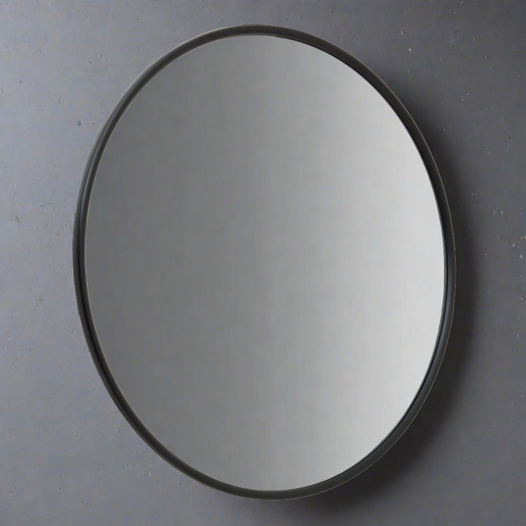 Black Round Metal Wall Mirror 120cm