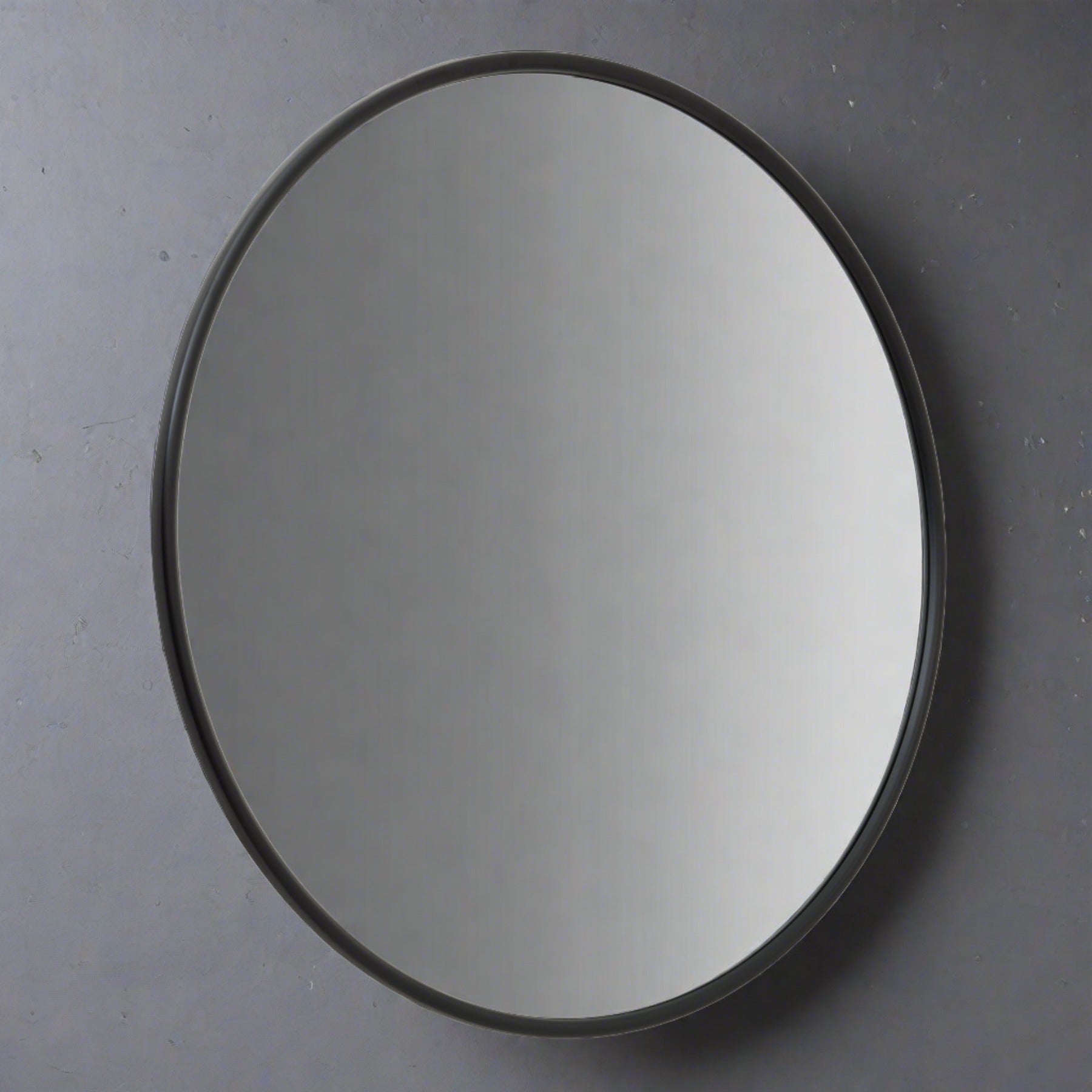 Black Round Metal Wall Mirror 120cm