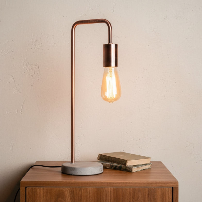 Copper Industrial Lamp With Stone Base-0