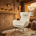 Alpine Boucle Rocking Chair with Headrest Pillow – White
