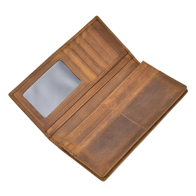 Brown leather wallet with a card holder